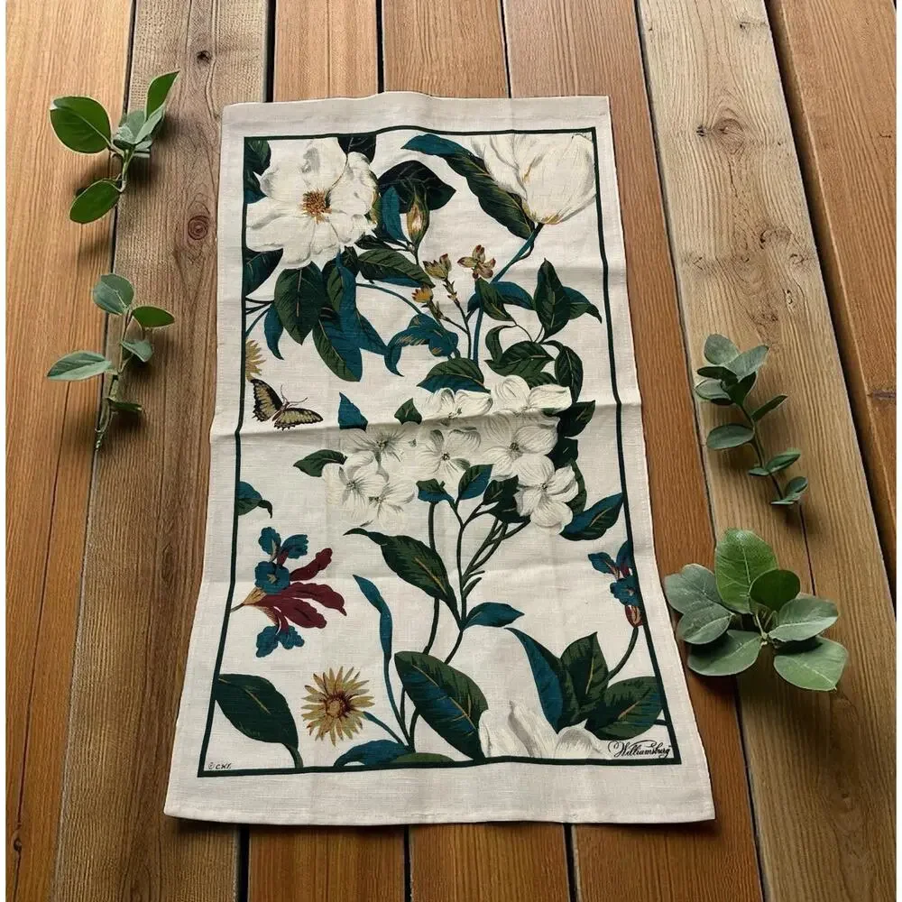 Williamsburg Linen Floral‎ Tea Kitchen Towel Table Topper 15.5